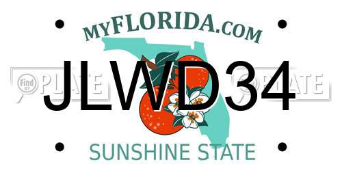 JLWD34 Florida License Plate
