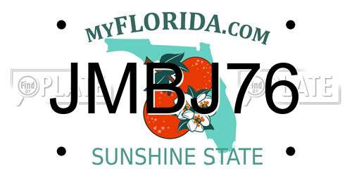JMBJ76 Florida License Plate