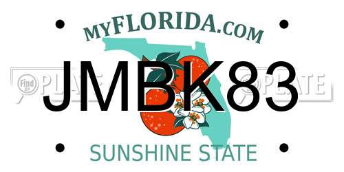 JMBK83 Florida License Plate