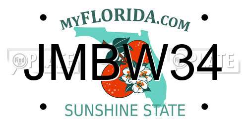 JMBW34 Florida License Plate
