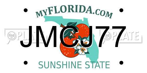 JMCJ77 Florida License Plate