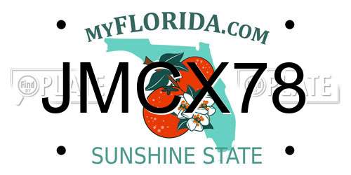 JMCX78 Florida License Plate