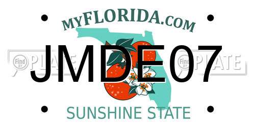 JMDE07 Florida License Plate