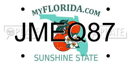 JMEQ87 Florida License Plate