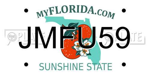 JMFU59 Florida License Plate