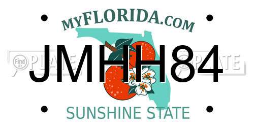 JMHH84 Florida License Plate