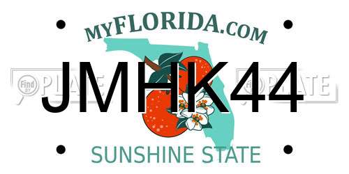 JMHK44 Florida License Plate