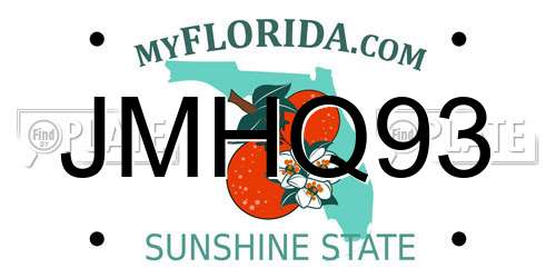JMHQ93 Florida License Plate