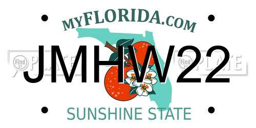 JMHW22 Florida License Plate