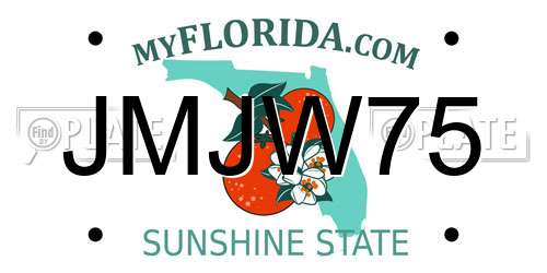 JMJW75 Florida License Plate
