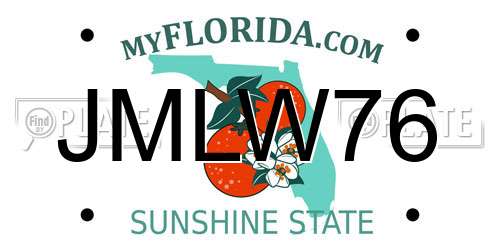 JMLW76 Florida License Plate