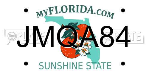 JMQA84 Florida License Plate