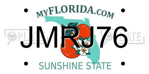 JMRJ76 Florida License Plate