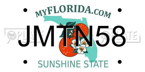 JMTN58 Florida License Plate