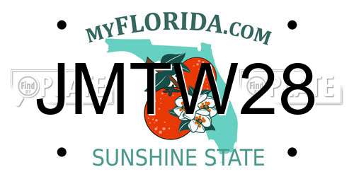JMTW28 Florida License Plate