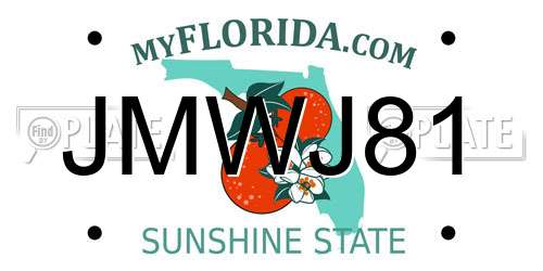 JMWJ81 Florida License Plate