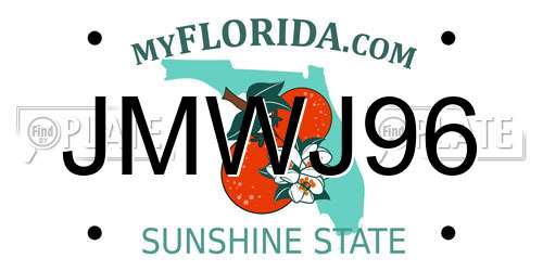 JMWJ96 Florida License Plate