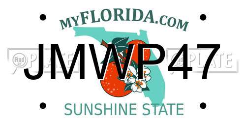 JMWP47 Florida License Plate