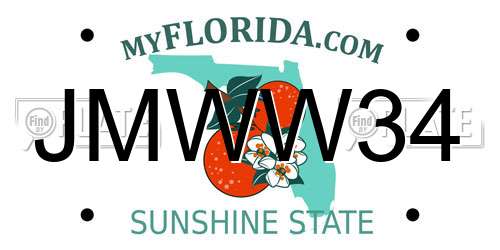 JMWW34 Florida License Plate