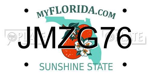 JMZG76 Florida License Plate