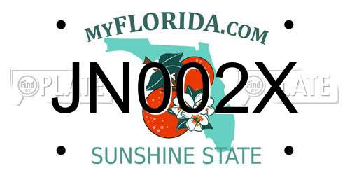JN002X Florida License Plate