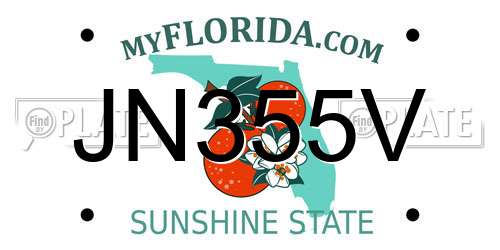 JN355V Florida License Plate