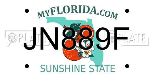 JN889F Florida License Plate