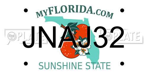 JNAJ32 Florida License Plate