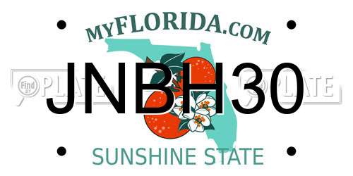JNBH30 Florida License Plate