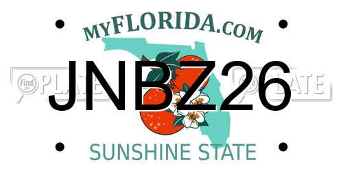 JNBZ26 Florida License Plate