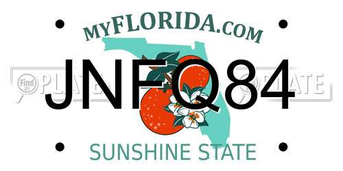 JNFQ84 Florida License Plate