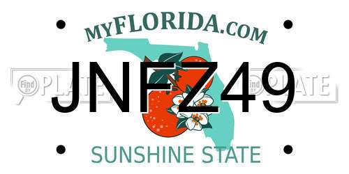 JNFZ49 Florida License Plate