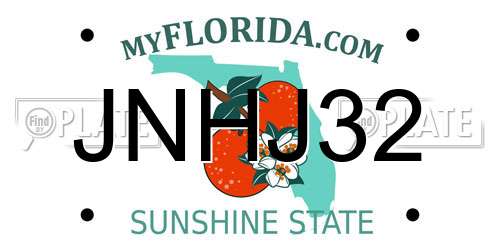 JNHJ32 Florida License Plate