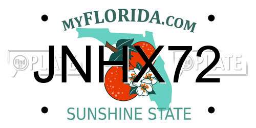 JNHX72 Florida License Plate
