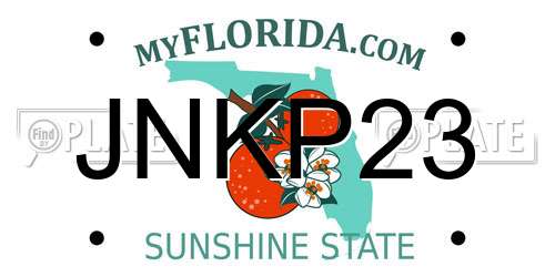 JNKP23 Florida License Plate