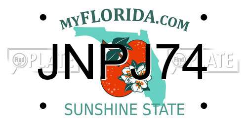 JNPJ74 Florida License Plate
