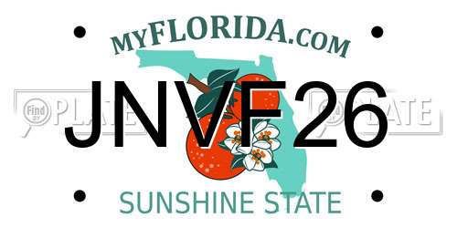 JNVF26 Florida License Plate