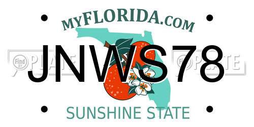 JNWS78 Florida License Plate