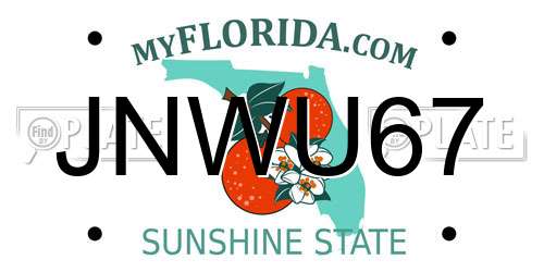 JNWU67 Florida License Plate