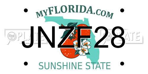 JNZF28 Florida License Plate
