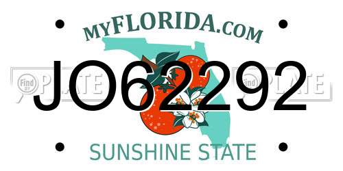 JO62292 Florida License Plate