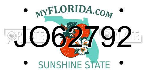 JO62792 Florida License Plate