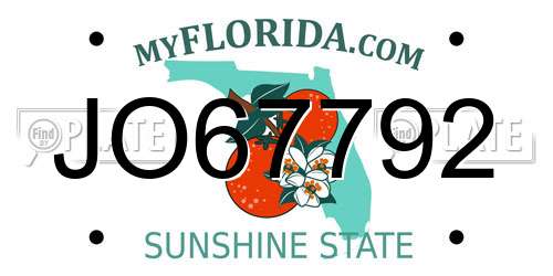 JO67792 Florida License Plate