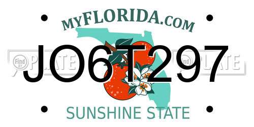 JO6T297 Florida License Plate