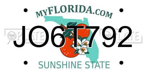 JO6T792 Florida License Plate