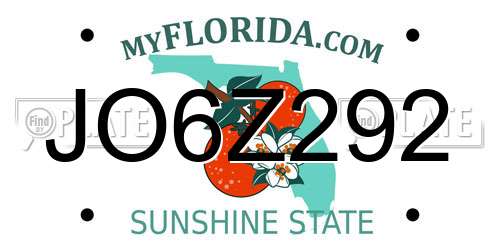JO6Z292 Florida License Plate