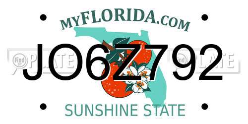 JO6Z792 Florida License Plate