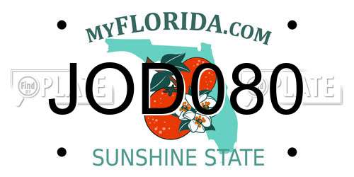 JOD080 Florida License Plate