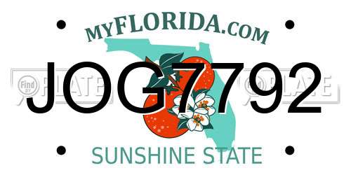JOG7792 Florida License Plate