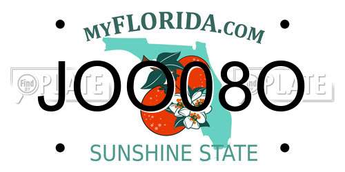 JOO08O Florida License Plate